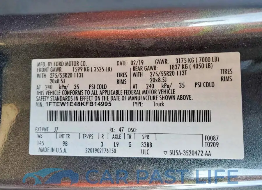 1FTEW1E48KFB14995# 13