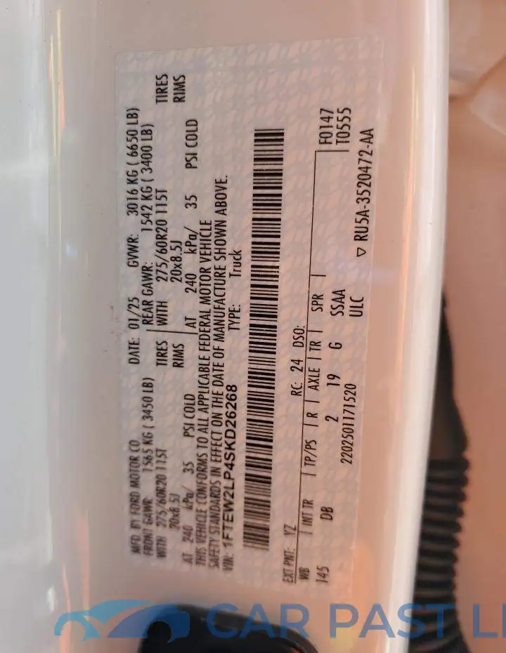 1FTEW2LP4SKD26268# 12