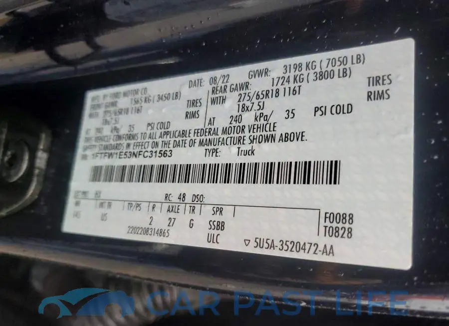 1FTFW1E53NFC31563# 12