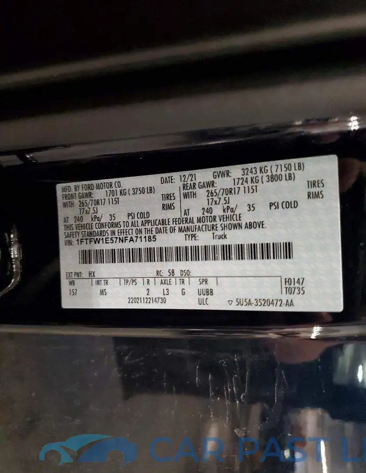 1FTFW1E57NFA71185# 13