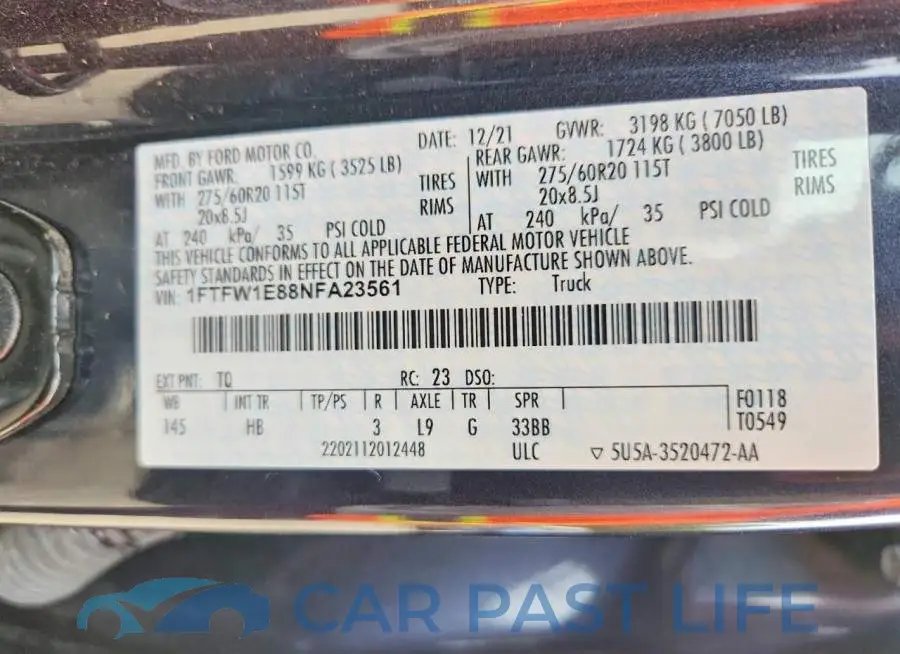 1FTFW1E88NFA23561# 12