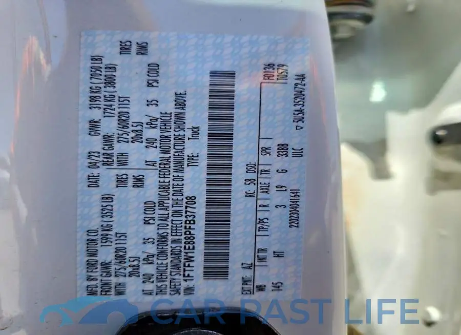 1FTFW1E88PFB37708# 12