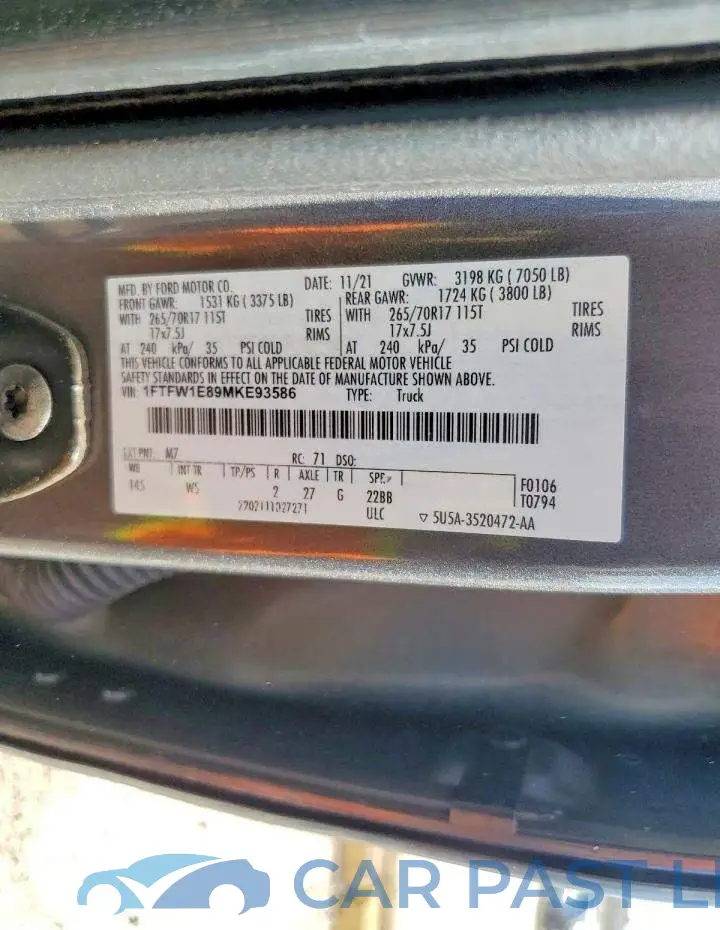 1FTFW1E89MKE93586# 12