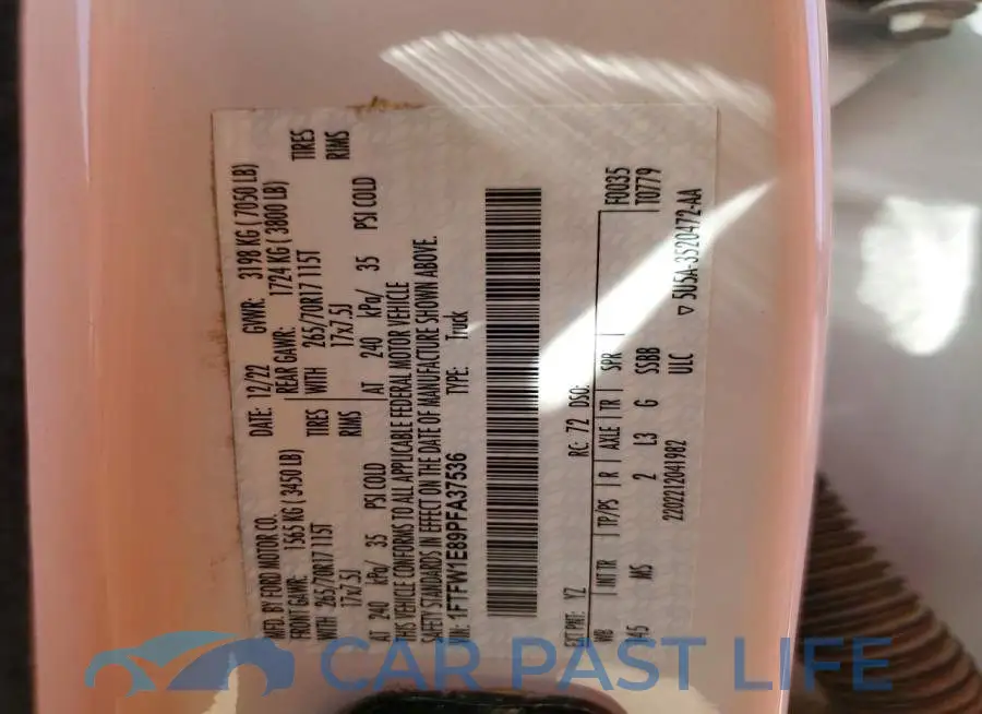 1FTFW1E89PFA37536# 12
