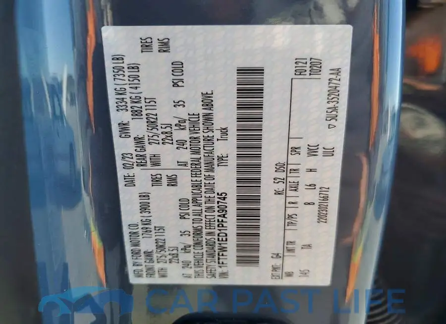 1FTFW1ED1PFA90745# 12