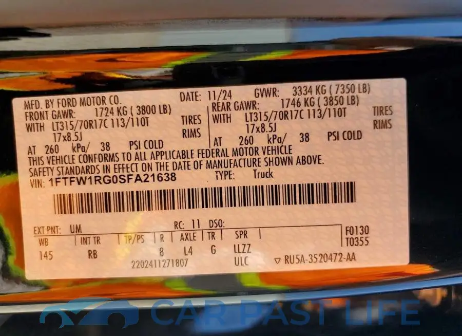 1FTFW1RG0SFA21638# 12