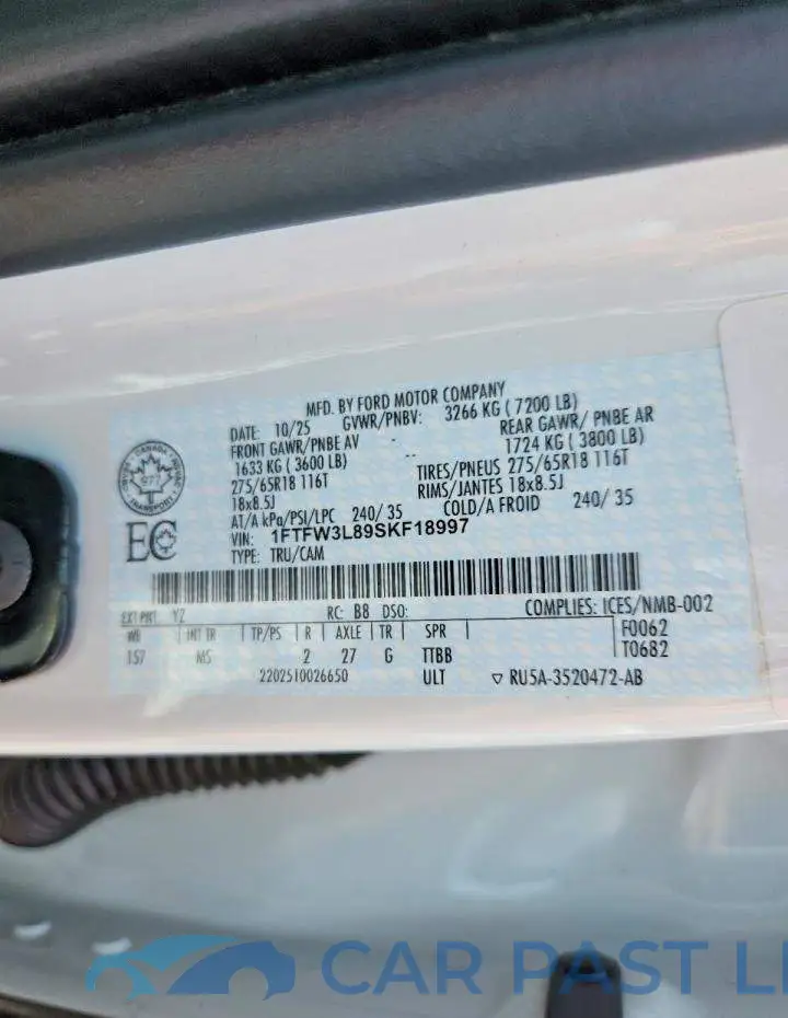 1FTFW3L89SKF18997# 14