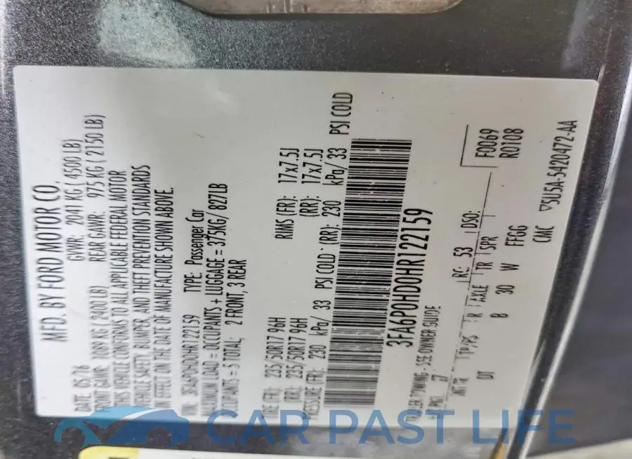 3FA6P0HD0HR122159# 12