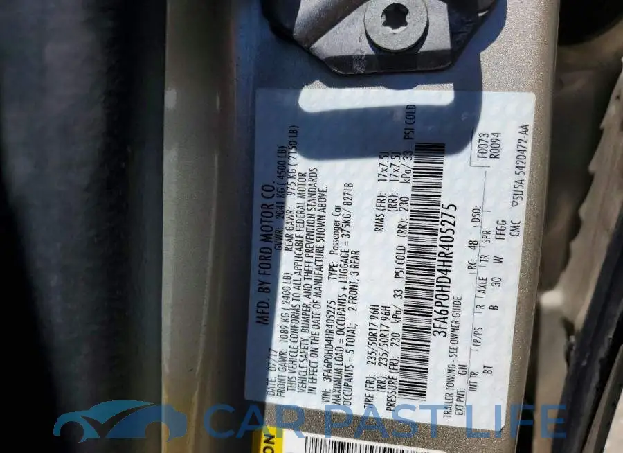 3FA6P0HD4HR405275# 12