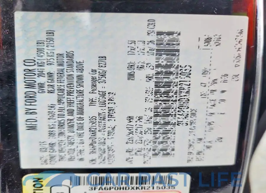 3FA6P0HDXKR215035# 12