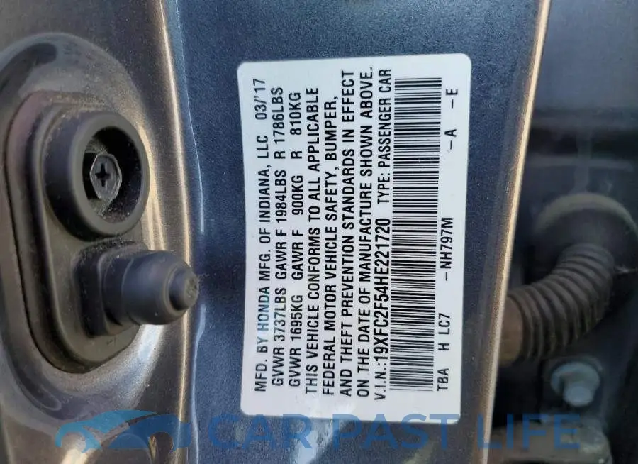19XFC2F54HE221720# 12