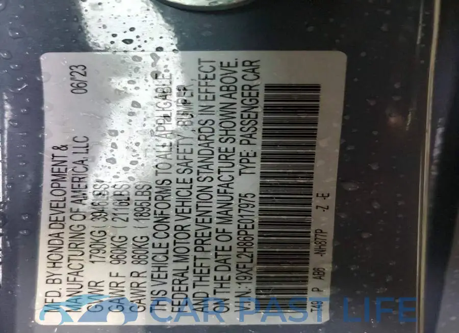 19XFL2H86PE017975# 12