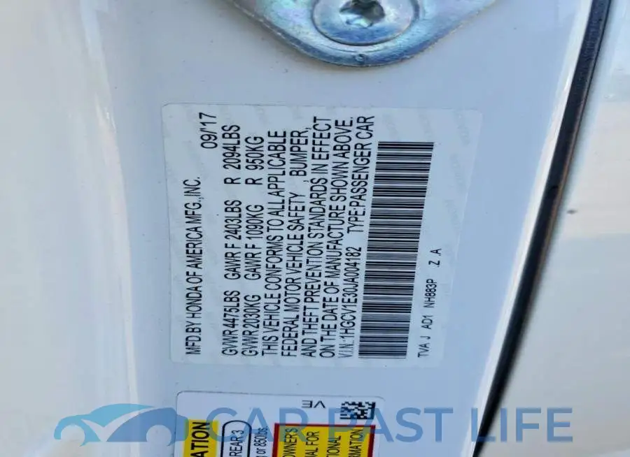 1HGCV1E30JA004182# 12