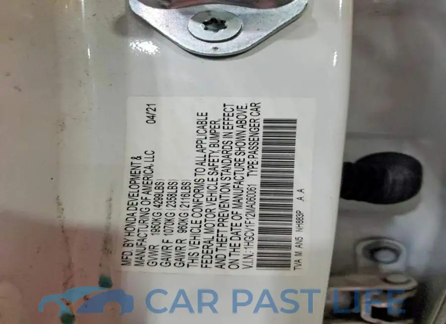 1HGCV1F12MA060061# 12