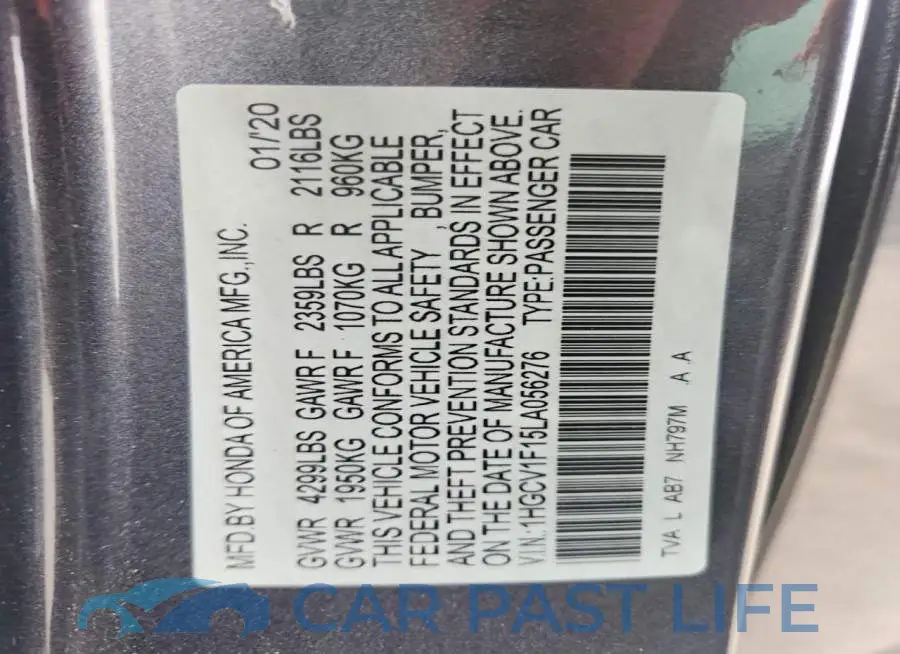 1HGCV1F15LA056276# 12