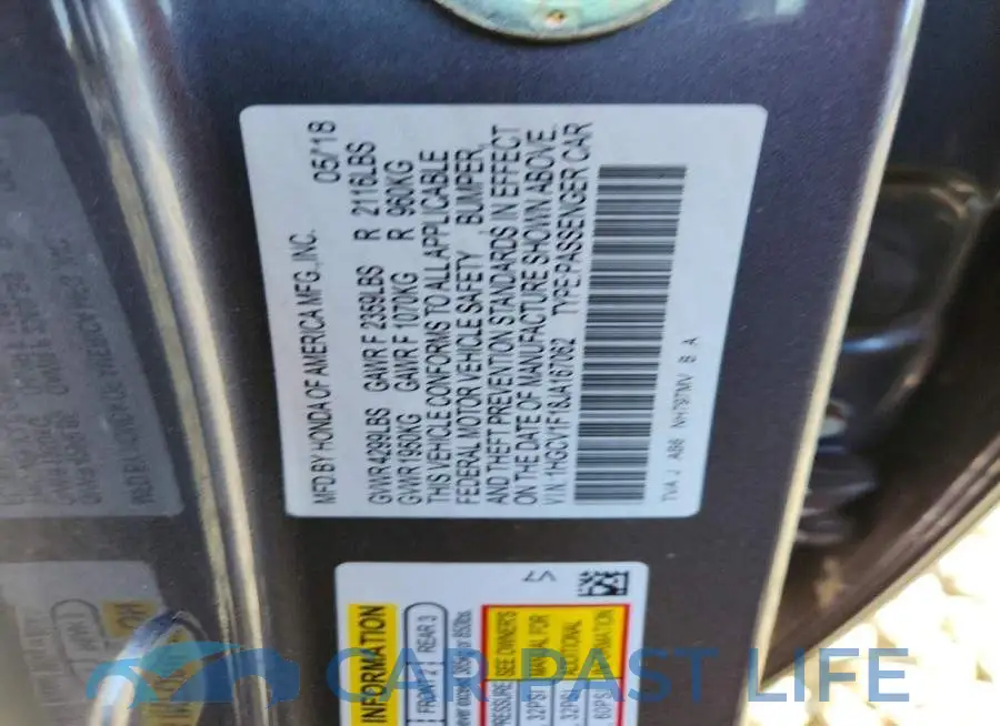 1HGCV1F18JA167062# 12