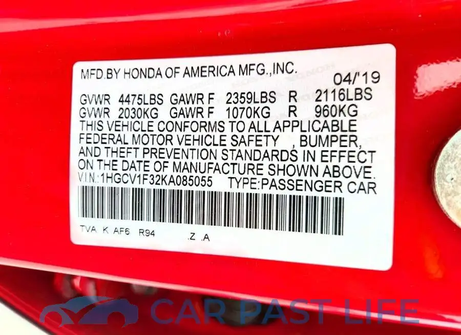 1HGCV1F32KA085055# 13