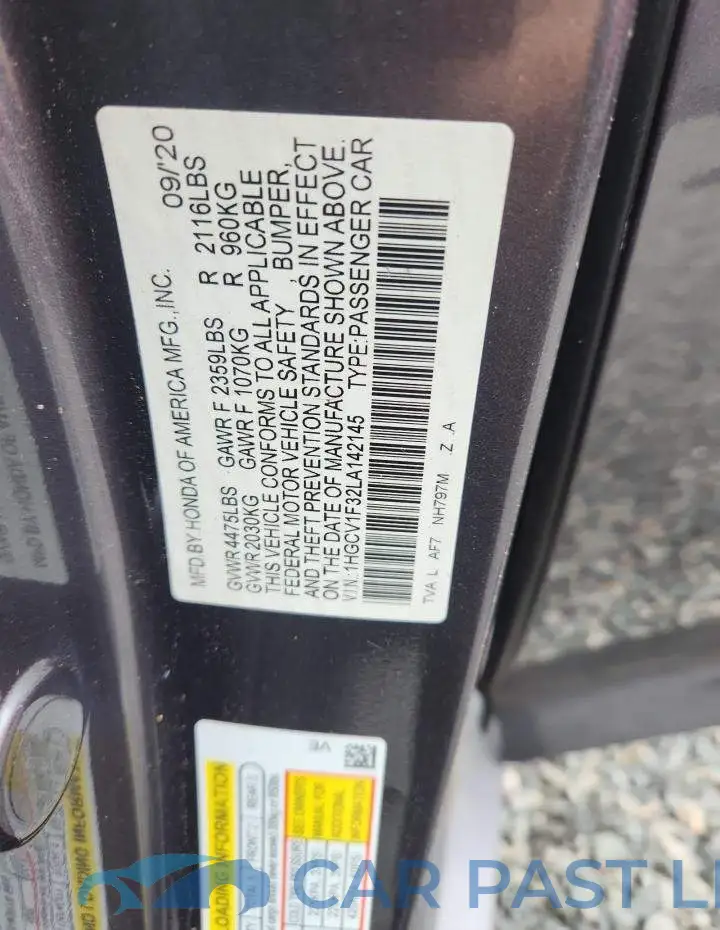 1HGCV1F32LA142145# 13