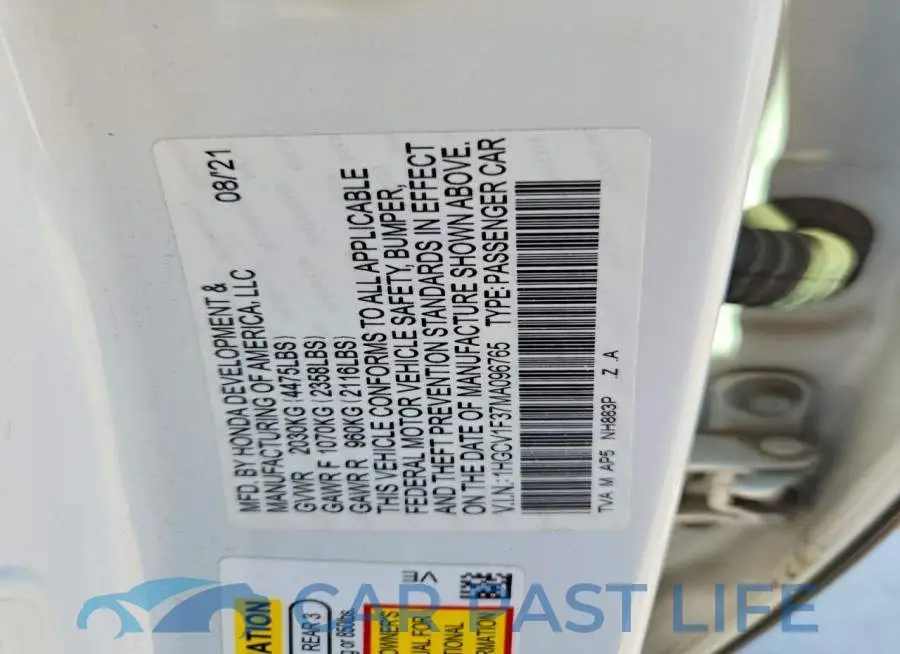 1HGCV1F37MA096765# 13