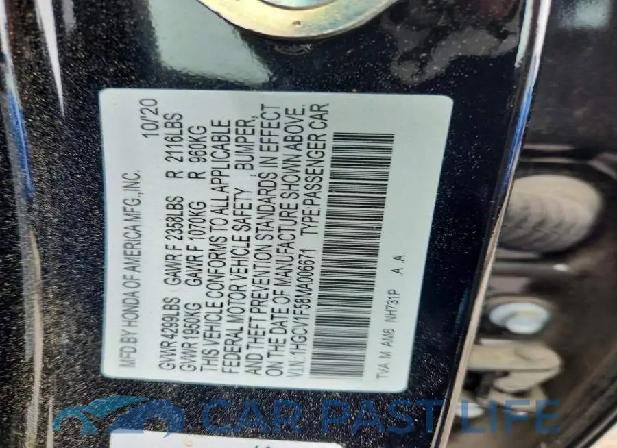 1HGCV1F58MA006671# 13