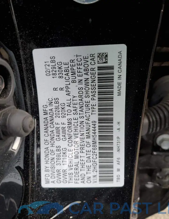 2HGFC2F68MH544449# 12