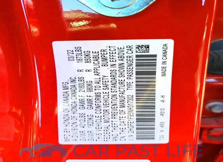 2HGFE1F95NH317302# 12