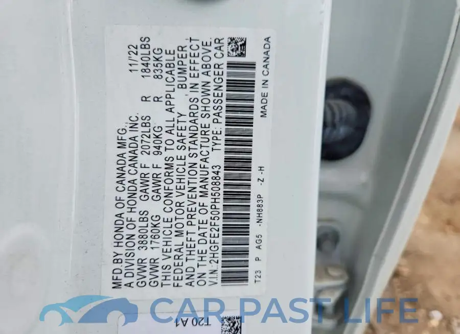 2HGFE2F50PH508843# 12