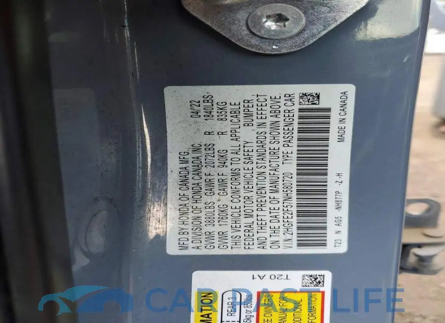 2HGFE2F57NH580720# 12