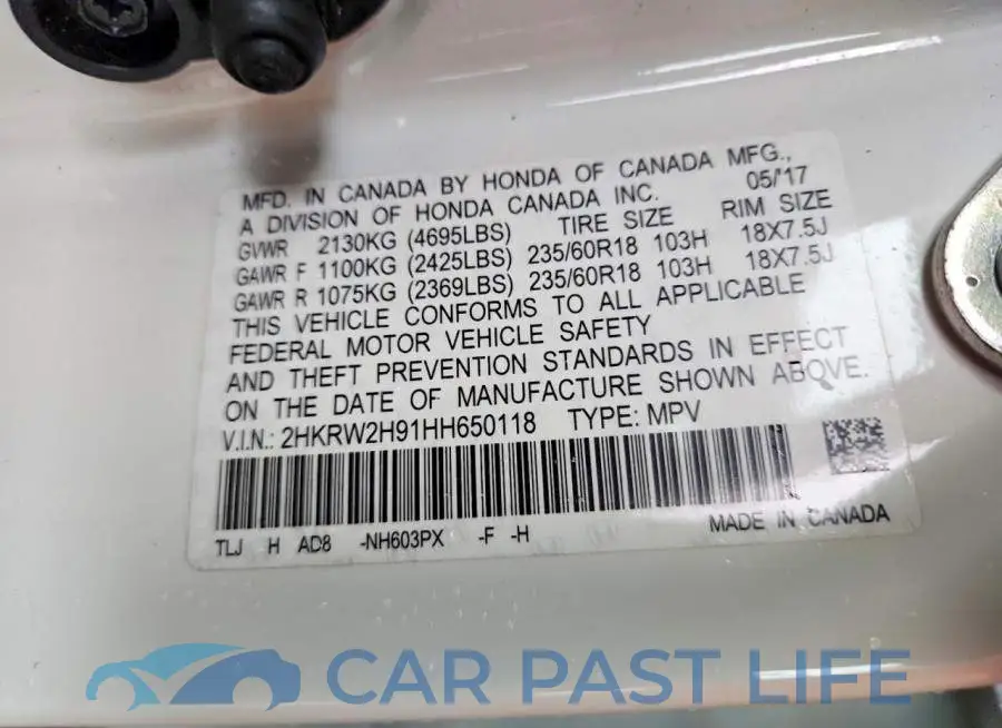 2HKRW2H91HH650118# 13