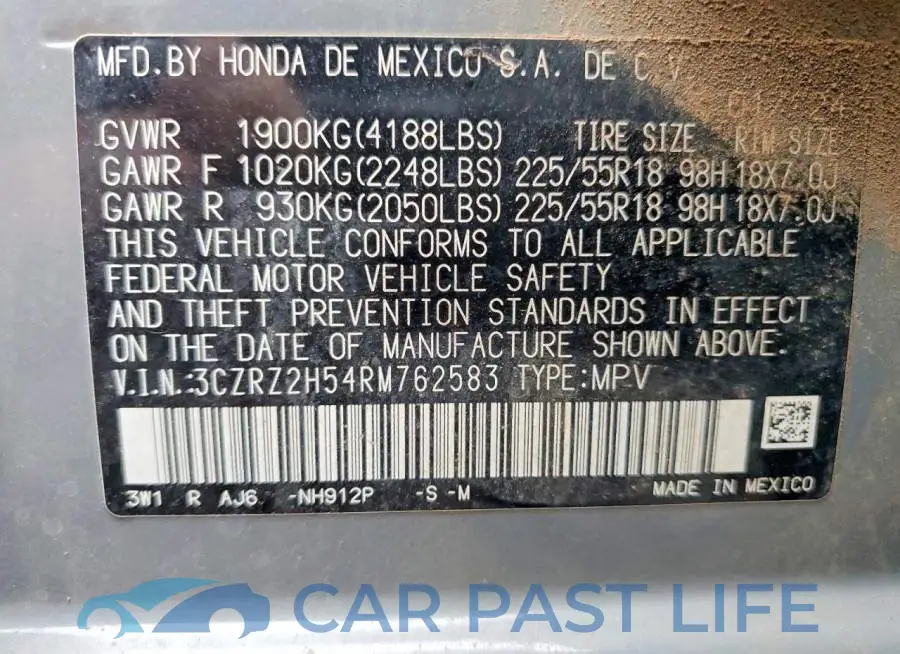 3CZRZ2H54RM762583# 14