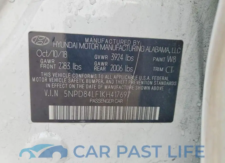 5NPD84LF1KH417697# 12