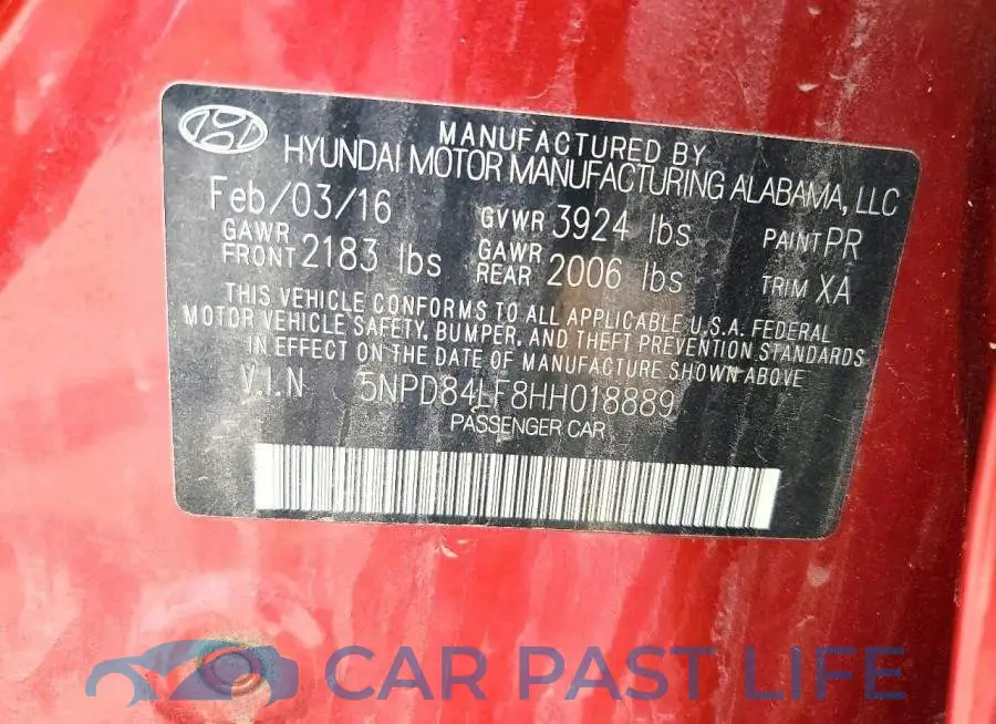5NPD84LF8HH018889# 12