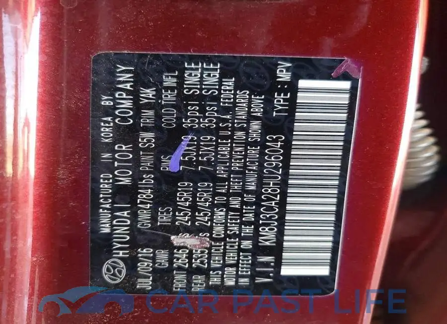 KM8J3CA28HU296043# 12