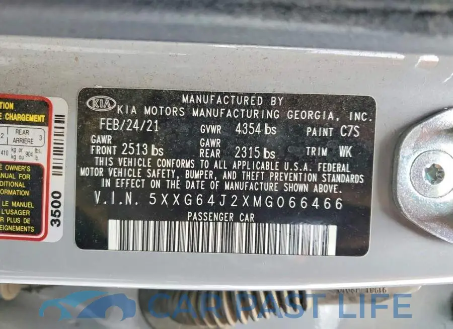 5XXG64J2XMG066466# 13