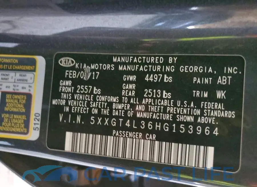 5XXGT4L36HG153964# 12