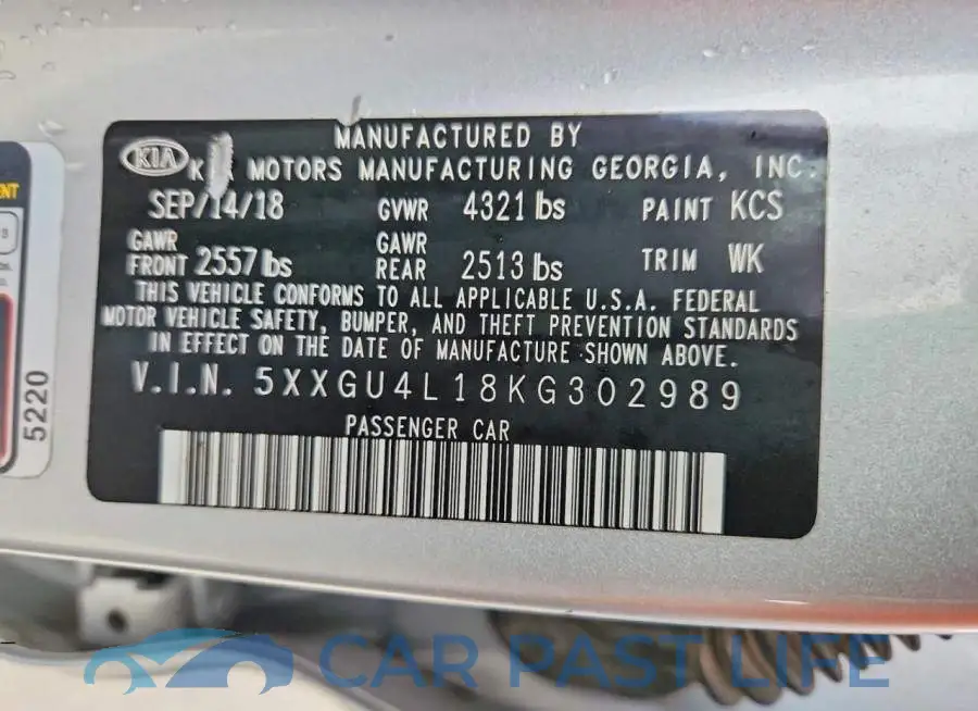 5XXGU4L18KG302989# 12