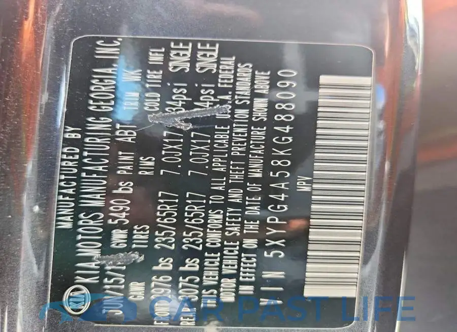 5XYPG4A58KG488090# 13