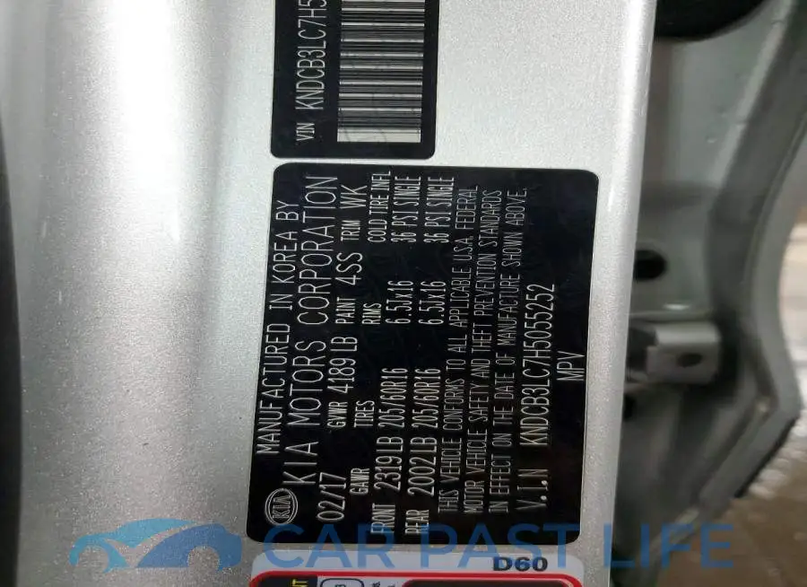 KNDCB3LC7H5055252# 12