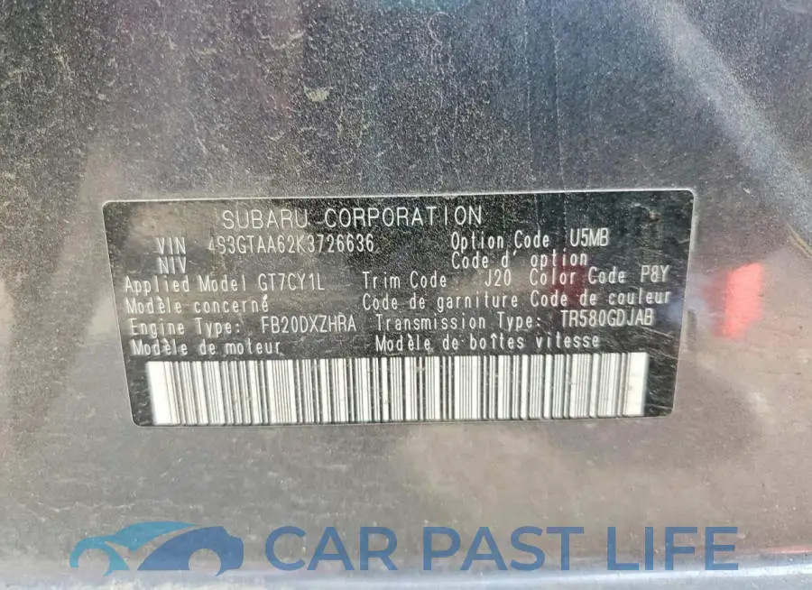 4S3GTAA62K3726636# 12