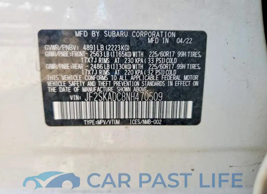 JF2SKADC8NH470509# 12