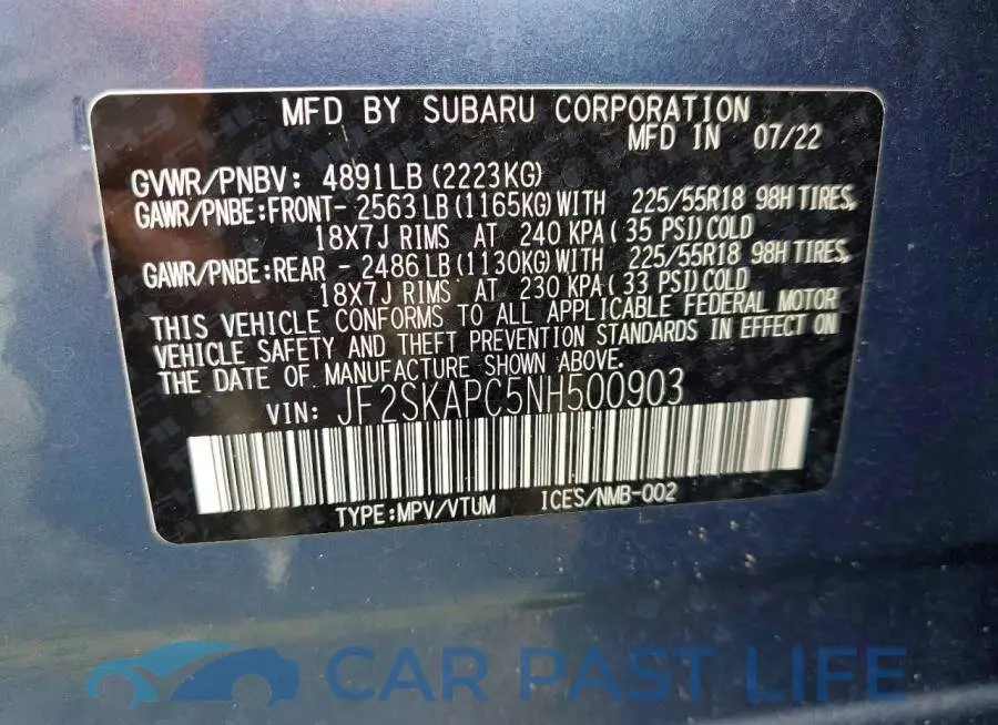 JF2SKAPC5NH500903# 13