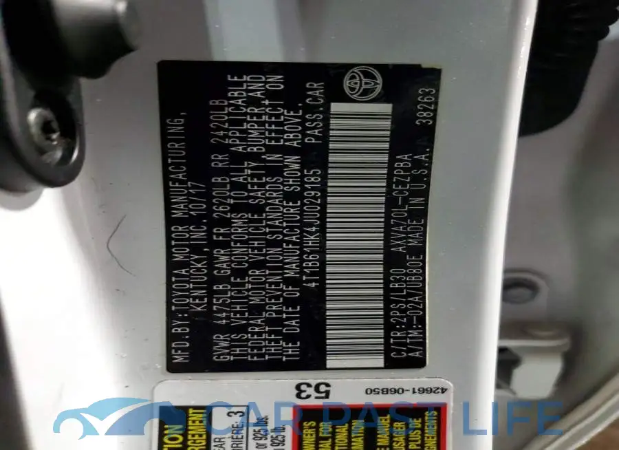 4T1B61HK4JU029185# 12