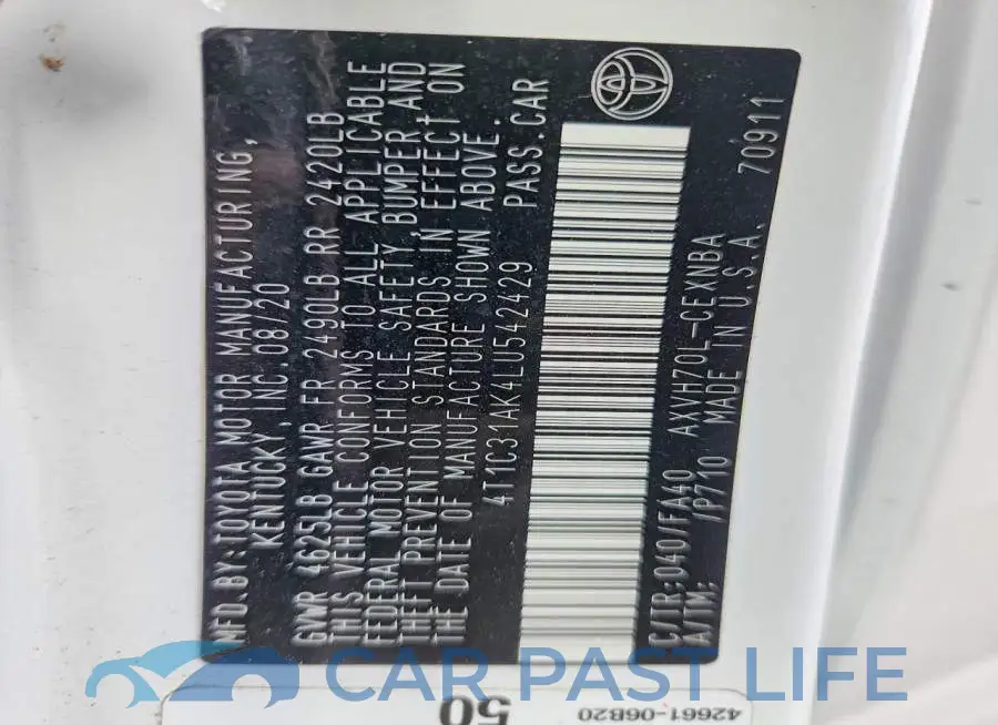 4T1C31AK4LU542429# 13