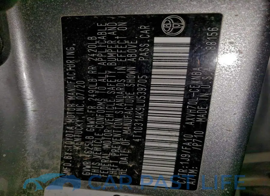 4T1C31AK9LU539705# 12