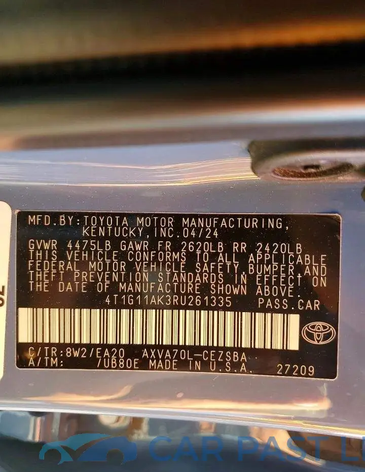 4T1G11AK3RU261335# 12