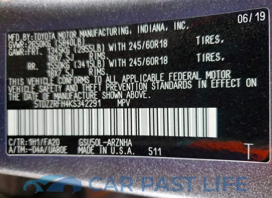 5TDZZRFH4KS342291# 12