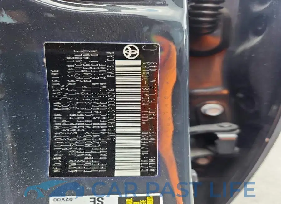 5YFB4MDE2SP309276# 12