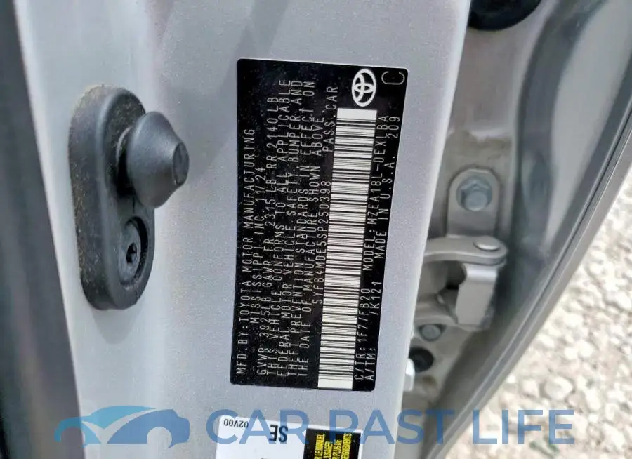5YFB4MDE5SP250398# 12