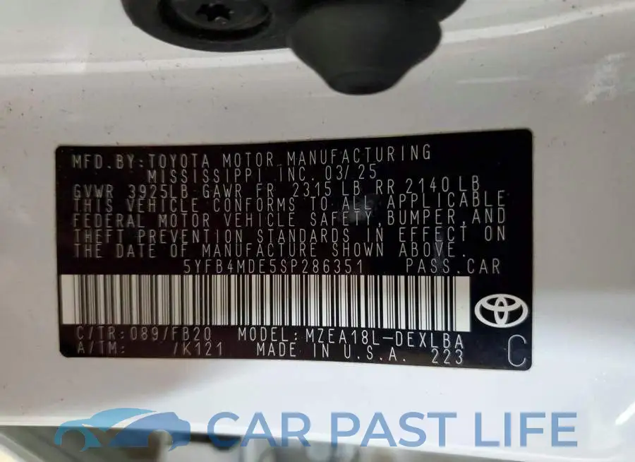 5YFB4MDE5SP286351# 13