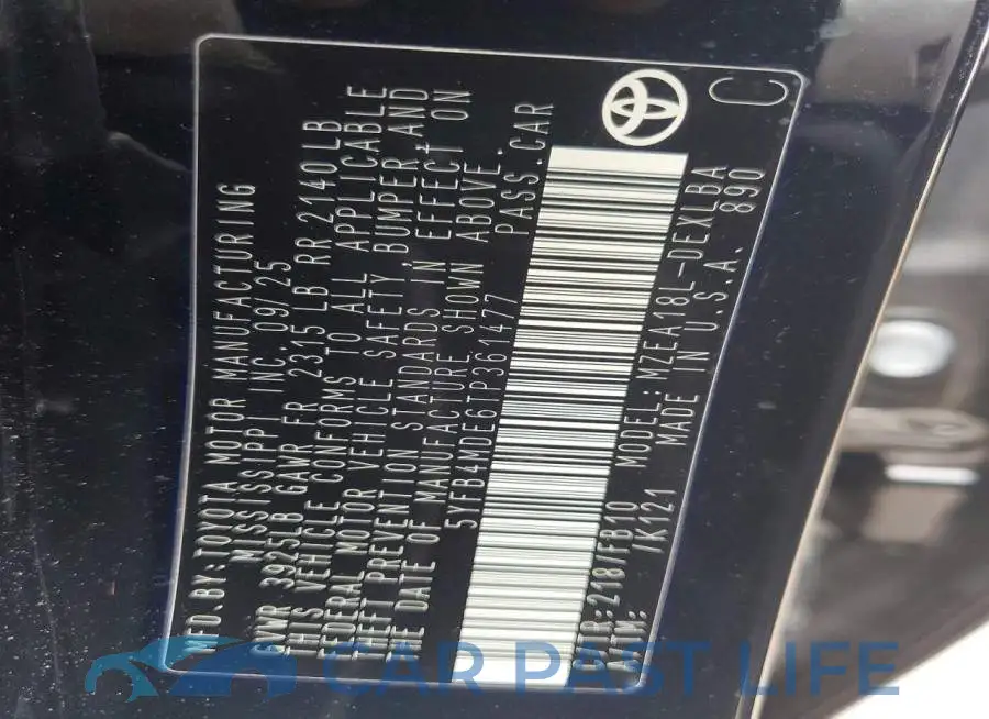 5YFB4MDE6TP361477# 12